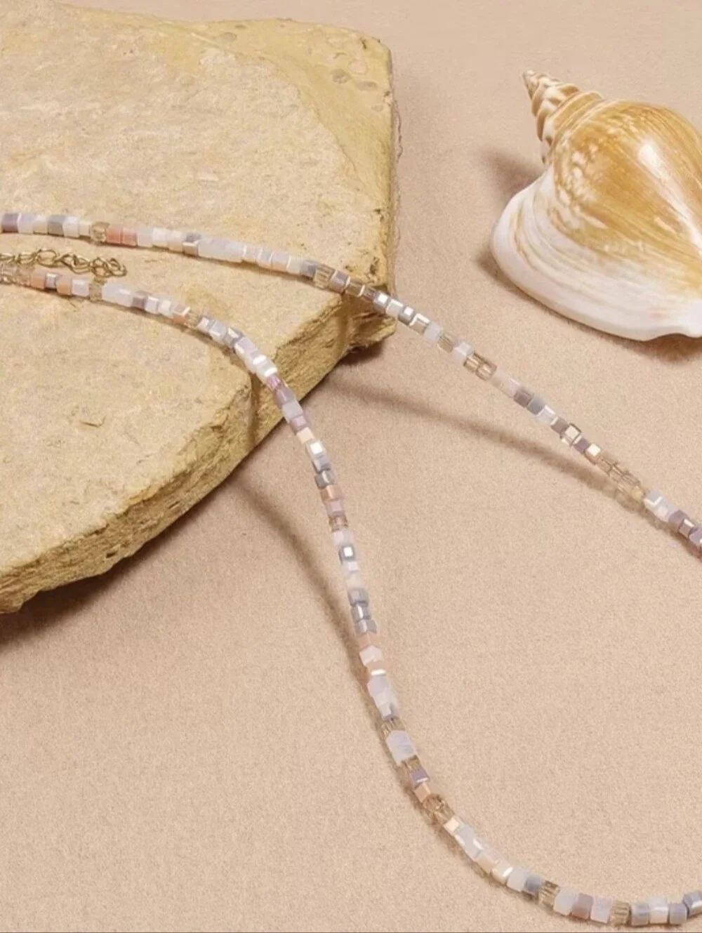 🧡💛NEW🧡💛 PRETTY!! Chopstick Freshwater Pearl Nat. Stone Mini Cube Necklace